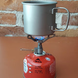 Mug on MSR camp stove