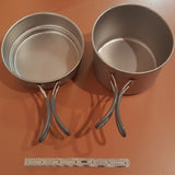 Titanium Pot and Pan Cookware Set 800 ml pot 400 ml pan only 170 grams total weight!